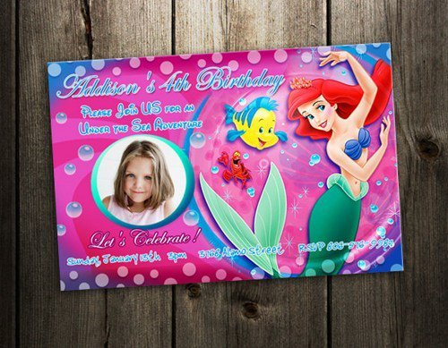 Little Mermaid First Birthday Invitations