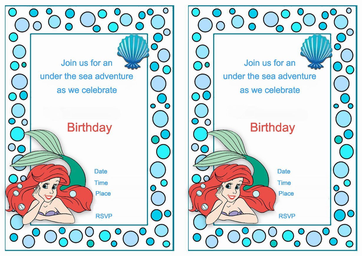 Little Mermaid Printable Birthday Invitations