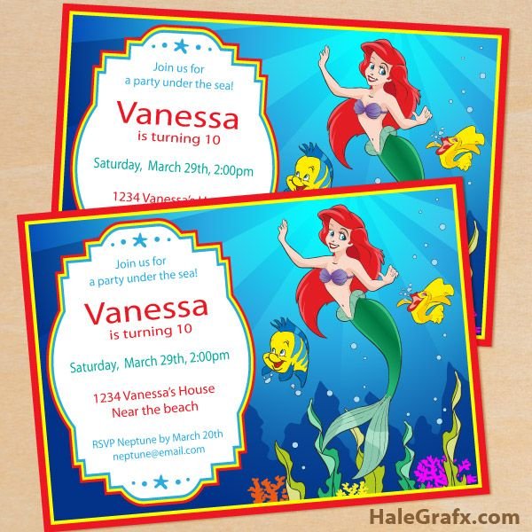 Little Mermaid Printable Invitations Free