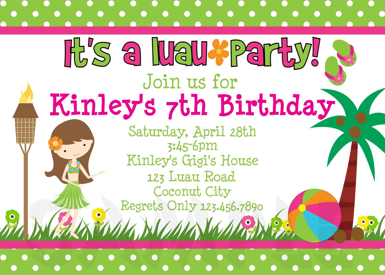 Luau Birthday Party Invitations Free Printable