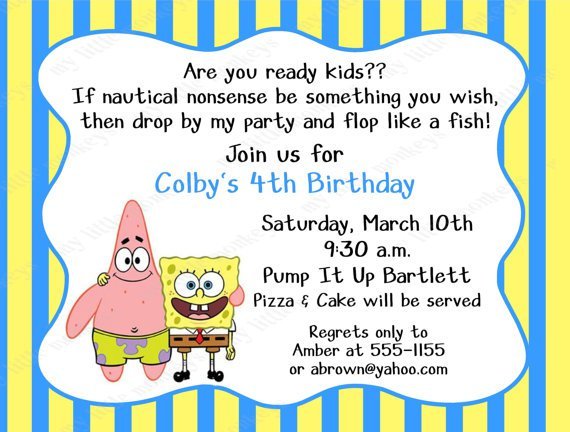 Make Your Own Spongebob Invitations