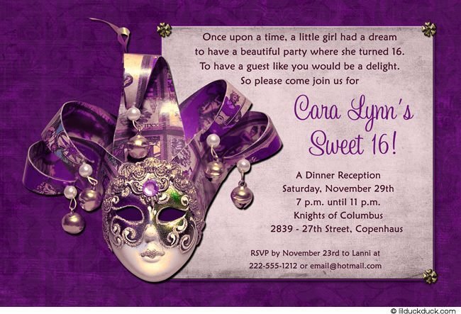 Mardi Gras Mask Invitation Card Stock