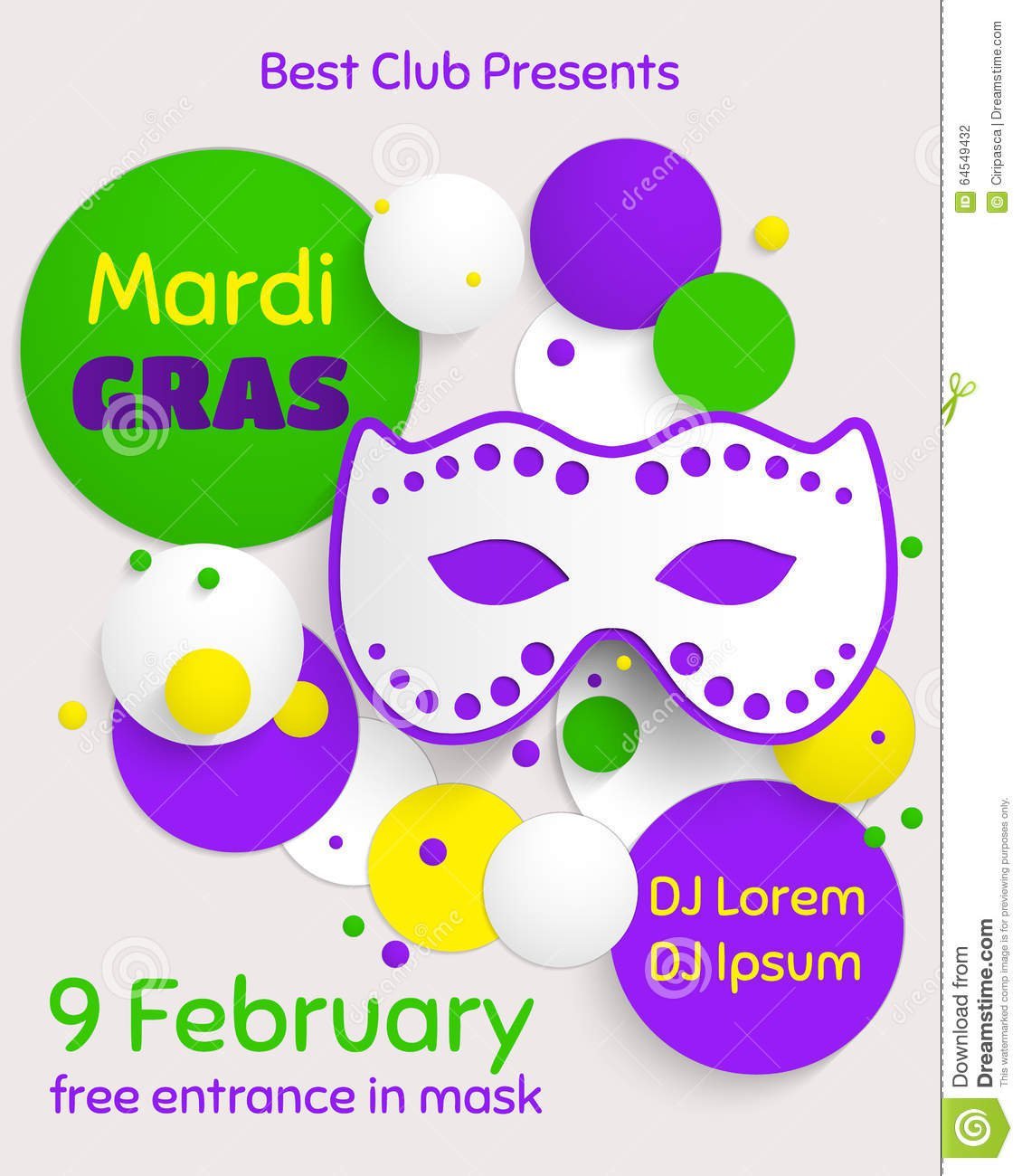 Mardi Gras Mask Invitation Template