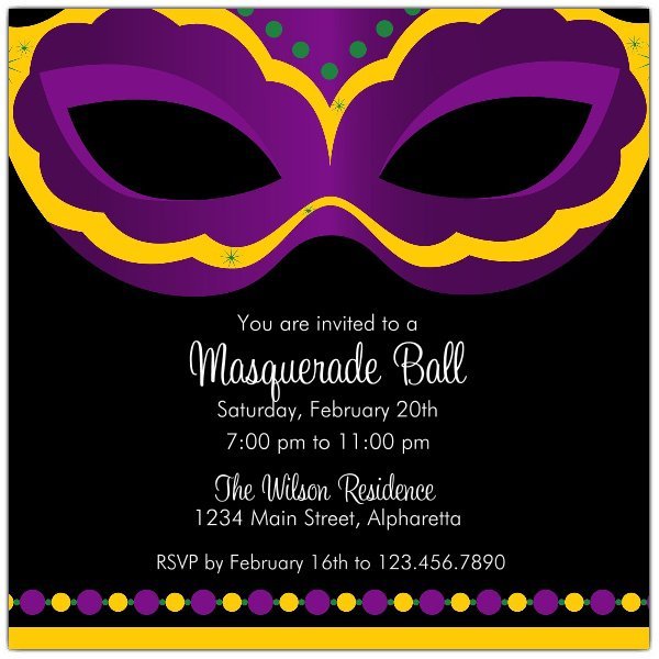 Mardi Gras Mask Invitations