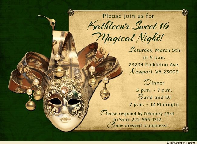 Mardi Gras Masquerade Invitation Wording