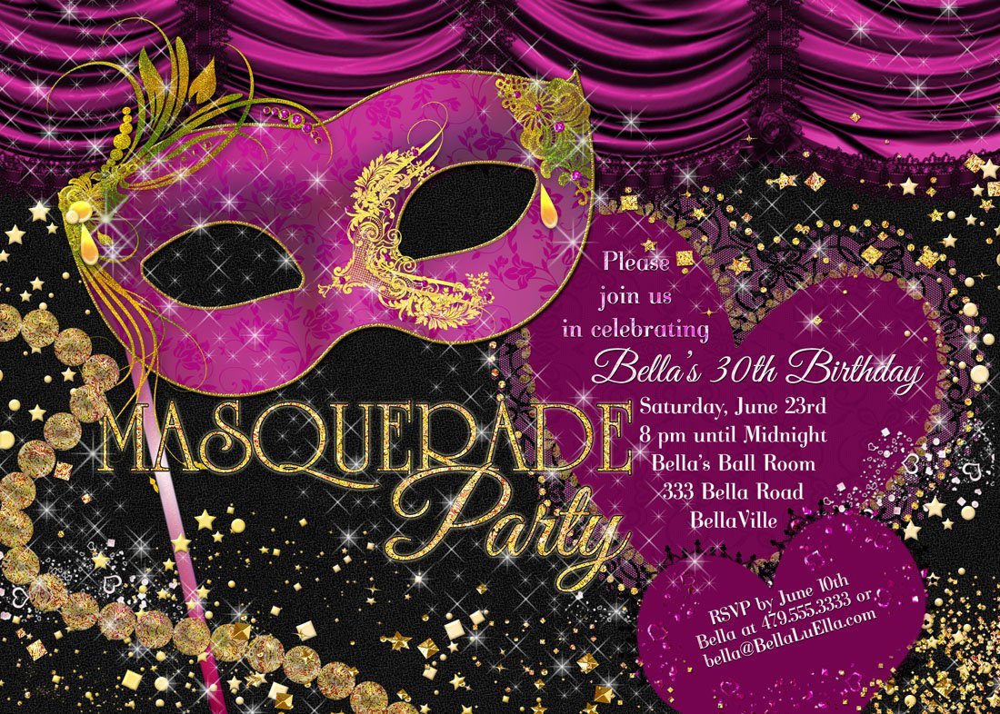 Mardi Gras Masquerade Party Invitations