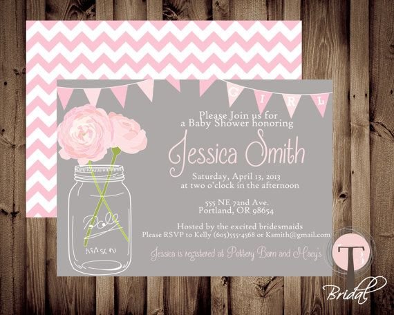 Mason Jar Baby Invitations