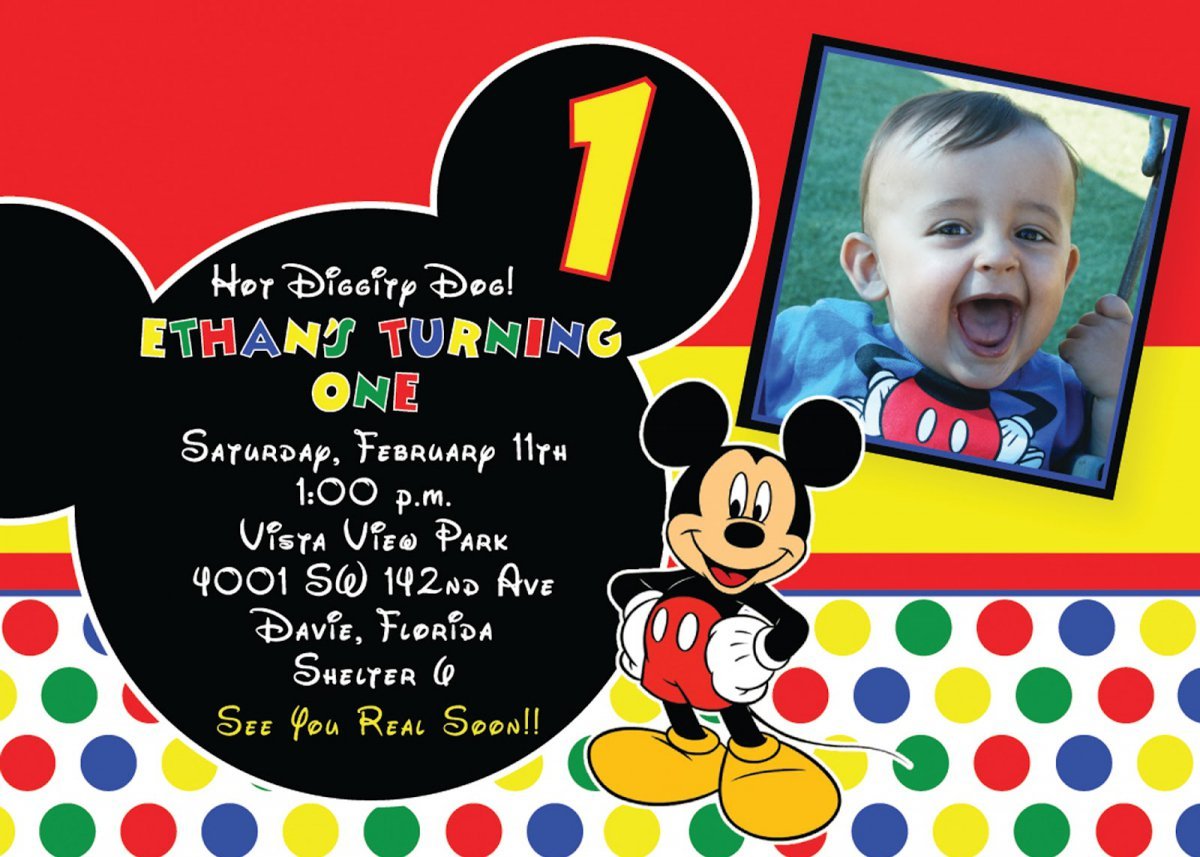 Mickey Mouse 1st Birthday Custom Invitations