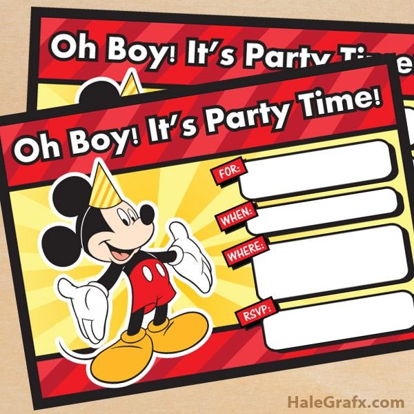 Mickey Mouse Birthday Invitations Free Download