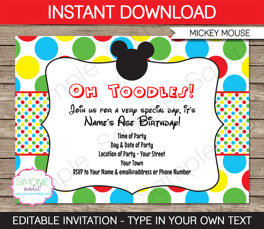 Mickey Mouse Invitation Template Download