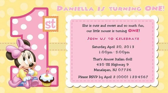 Minnie Mouse 1st Birthday Invitations Blank