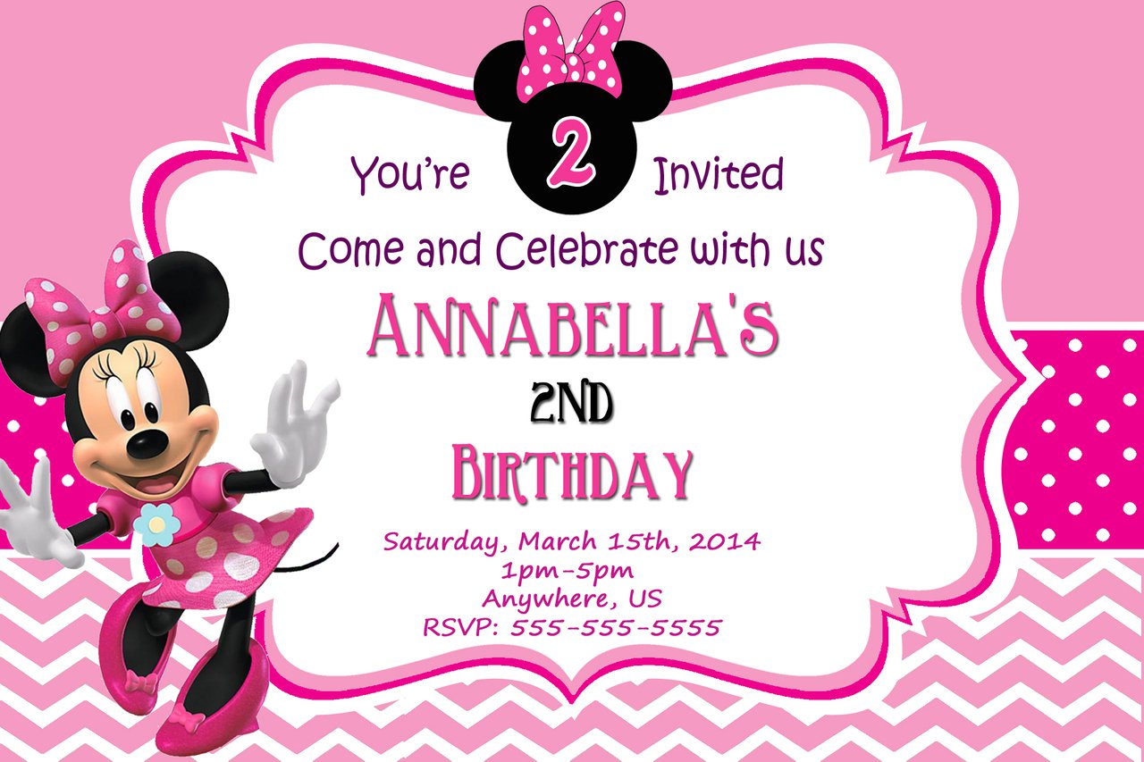 Minnie Mouse 2nd Birthday Invitations Template