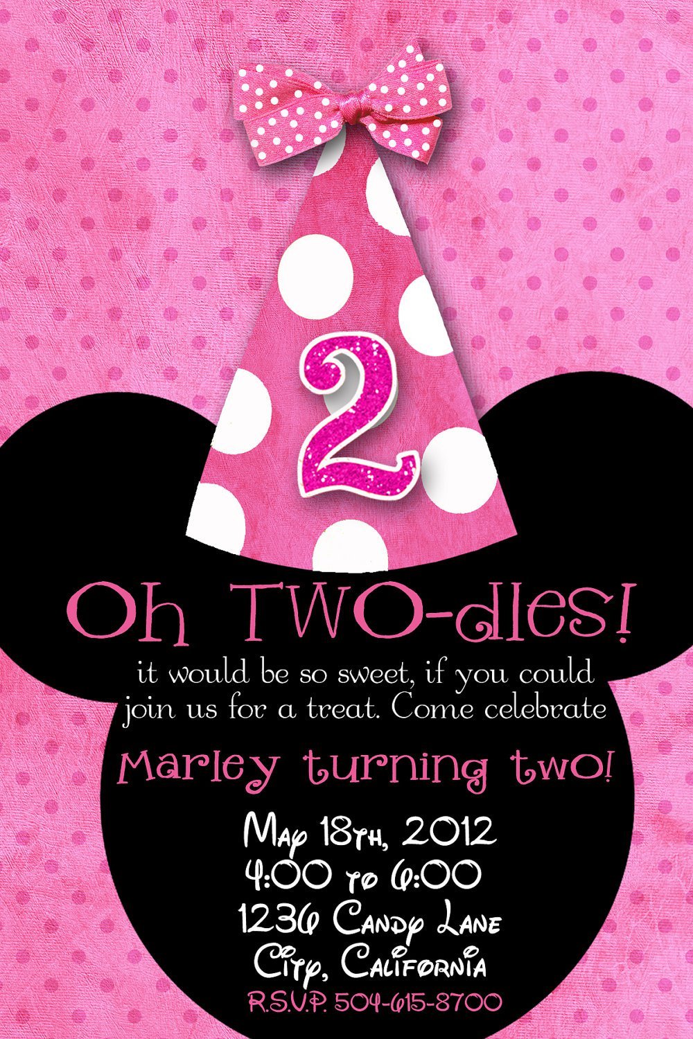 Minnie Mouse Second Birthday Invitations