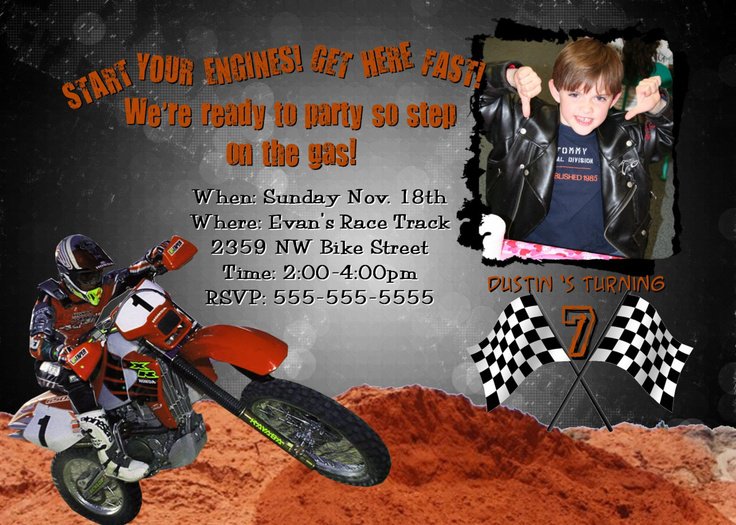 Motocross Birthday Invitations