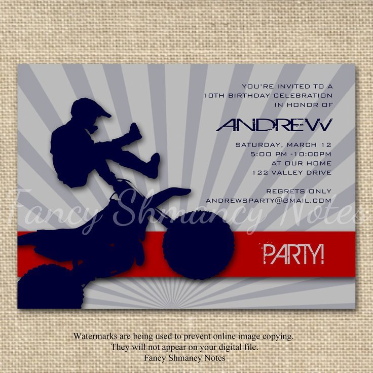 Motocross Birthday Invitations Printable