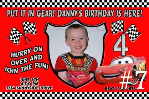 Personalized Disney Cars Birthday Invitations