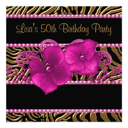 Pink And Black Zebra Birthday Invitations