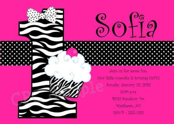 Pink Zebra Birthday Party Invitations