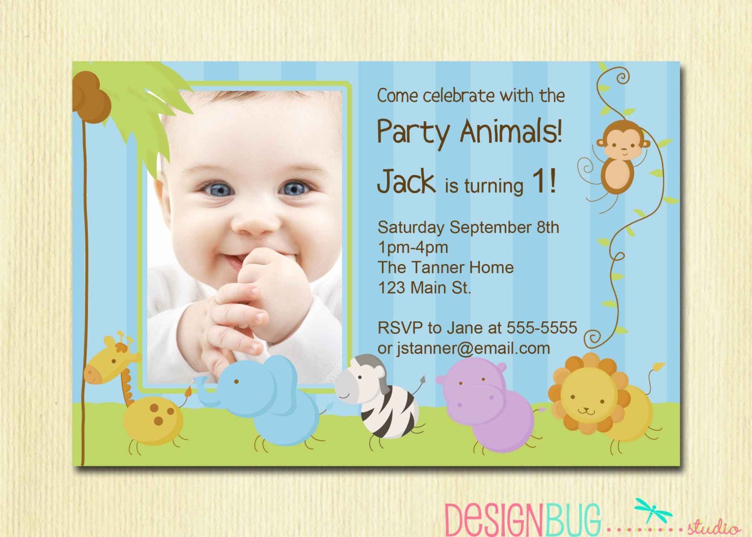 Printable Baby Boy 1st Birthday Invitations