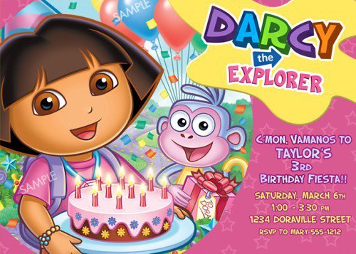 Printable Dora The Explorer Birthday Party Invitations