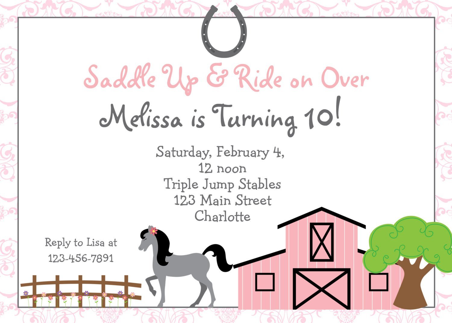 Printable Horse Birthday Party Invitations Free