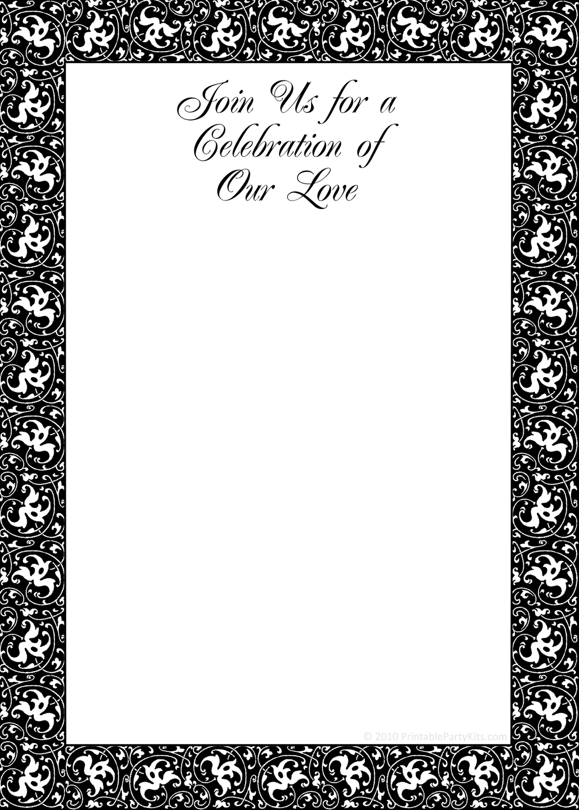 Printable Party Invitations Black And White