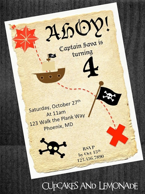 Printable Treasure Map Party Invitations