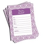 Purple Damask Baby Shower Invitations