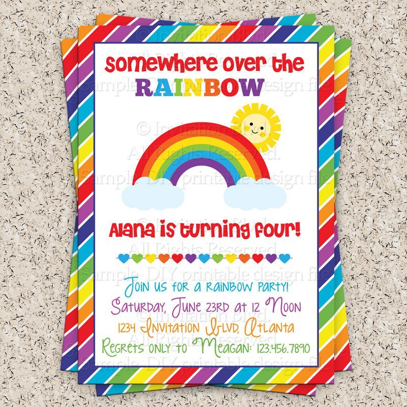 Rainbow 1St Birthday Invitations 7