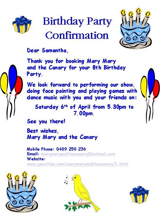 Sample Birthday Invitation Letter