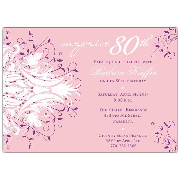Sample Of 80th Birthday Invitations
