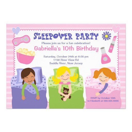 Sleep Over Birthday Invitations