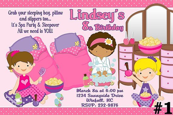 Spa Slumber Party Invitations Printable