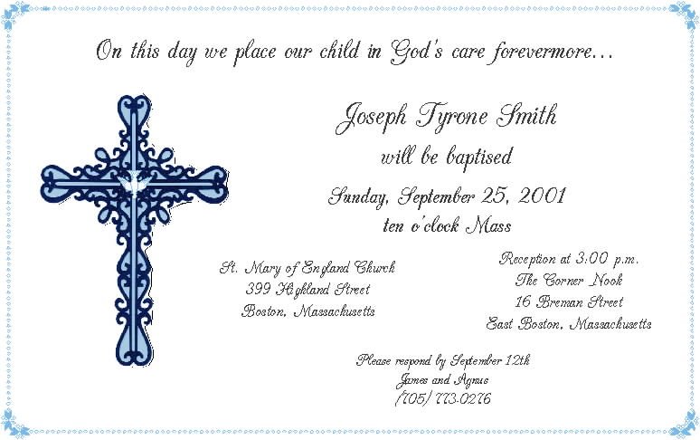 Spanish Baptism Invitations Cards