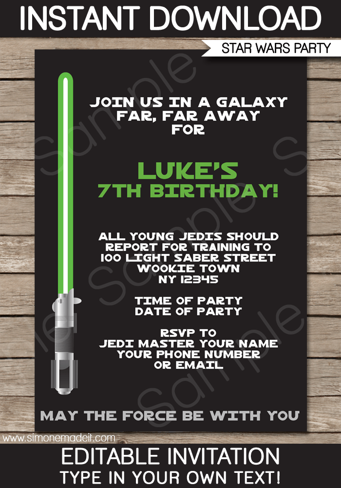 Star Wars Birthday Invitations Printable