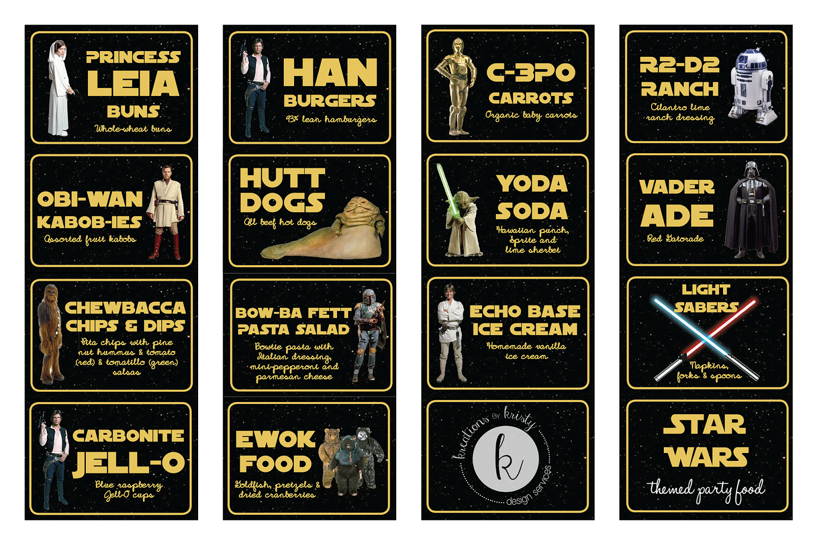 Star Wars Food Label Printables