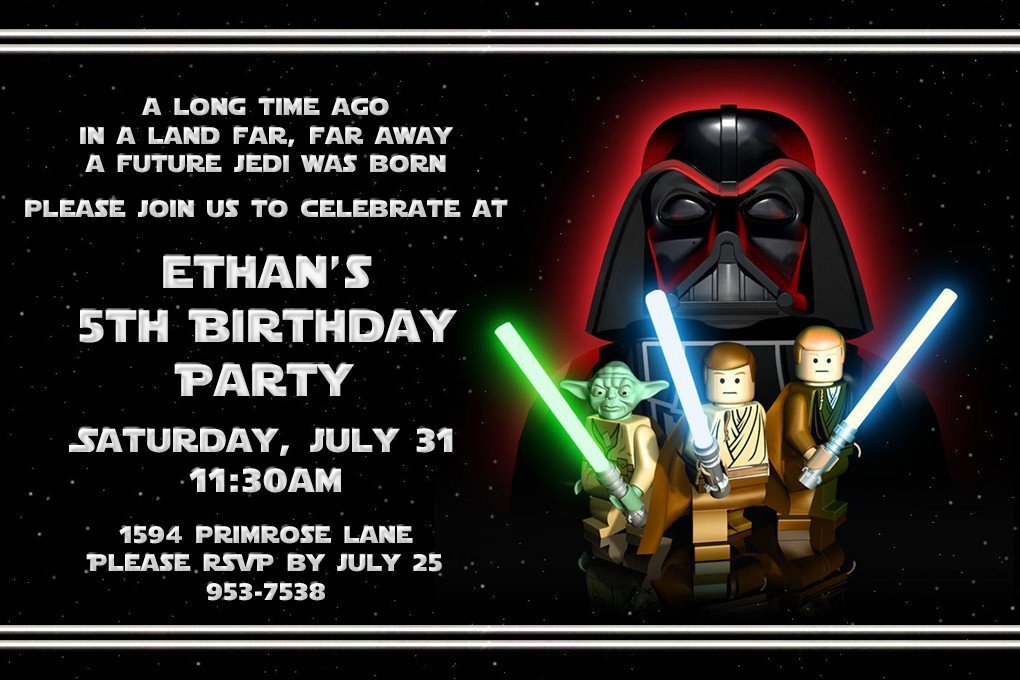 Star Wars Lego Birthday Party Invitations