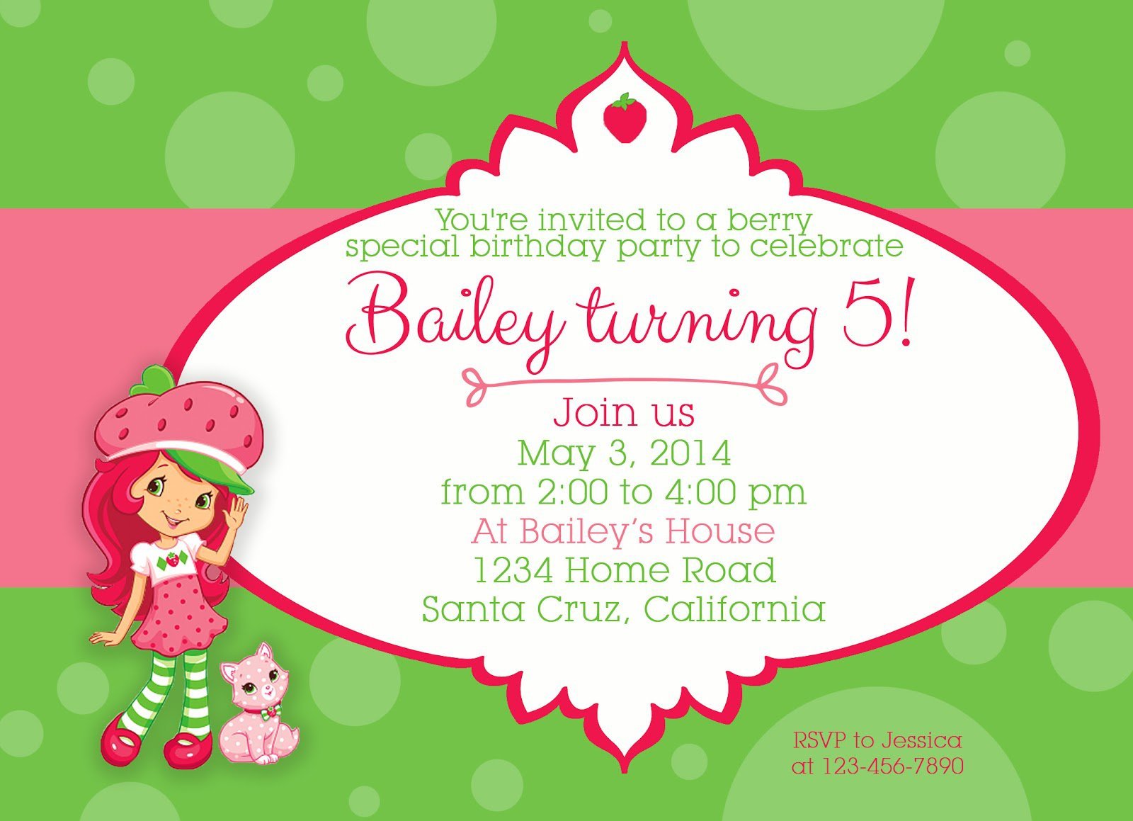 Strawberry Shortcake Birthday Invitations Free Printables