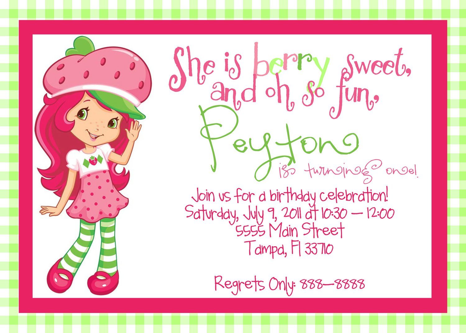 Strawberry Shortcake Birthday Party Invitations Printable