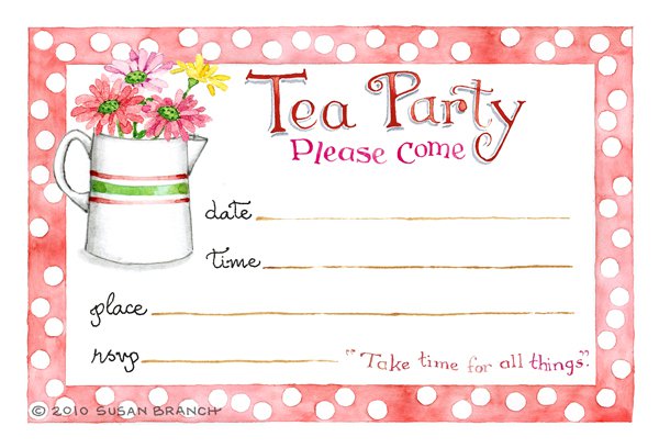 Tea Party Invitations Blank