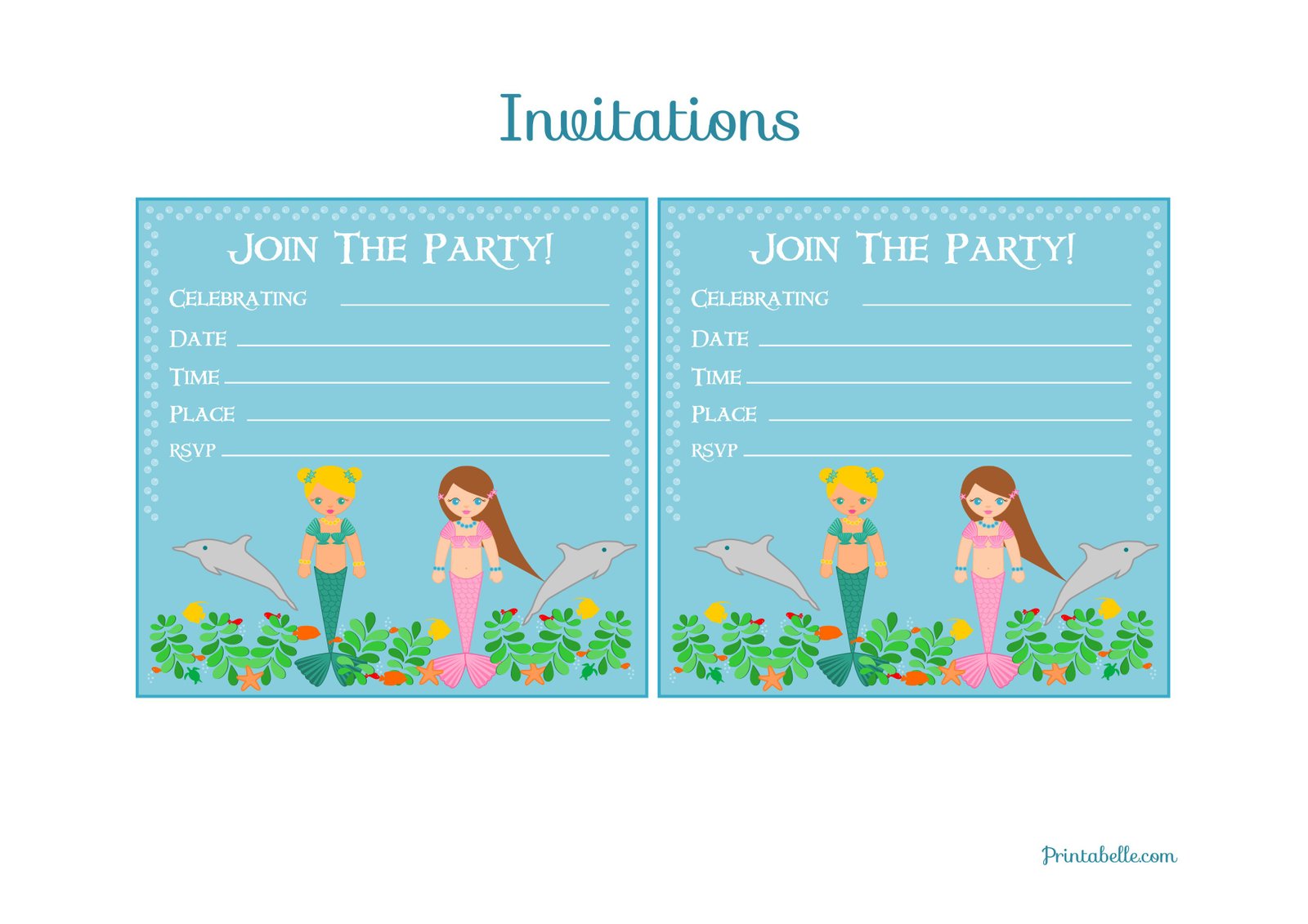 The Little Mermaid Free Printable Party Invitations
