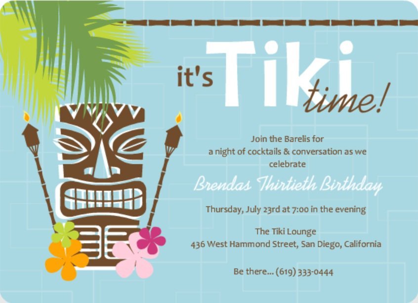 Tiki Party Invitations Wording