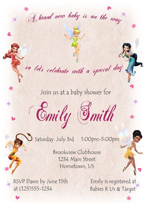 Tinkerbell Baby Shower Invitations Printable