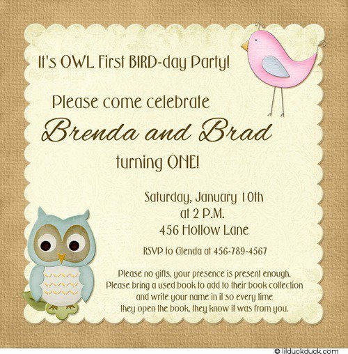 Twin Babies Birthday Invitation
