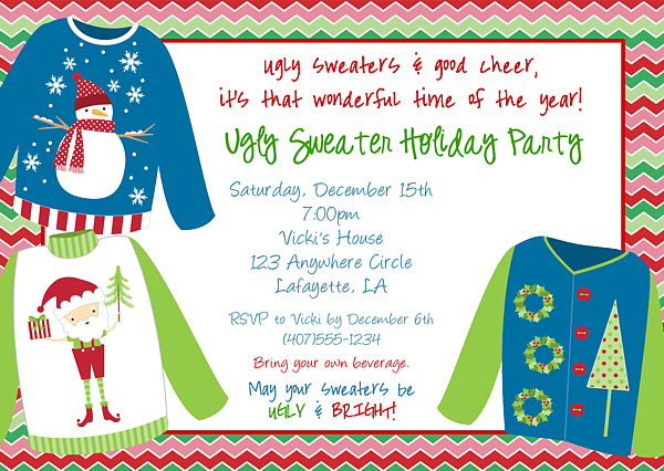 Ugly Christmas Sweater Party Invitations Free