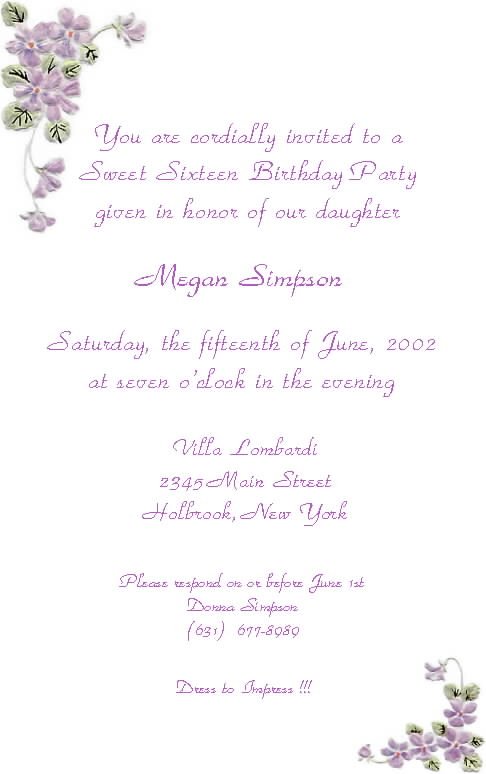 Unique Sweet 16 Invitation Wording