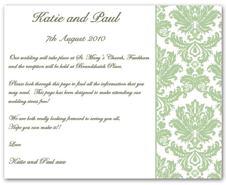 Wedding Invitation Inserts Examples