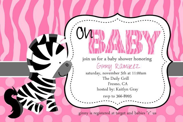 Zebra Baby Shower Invitations Templates