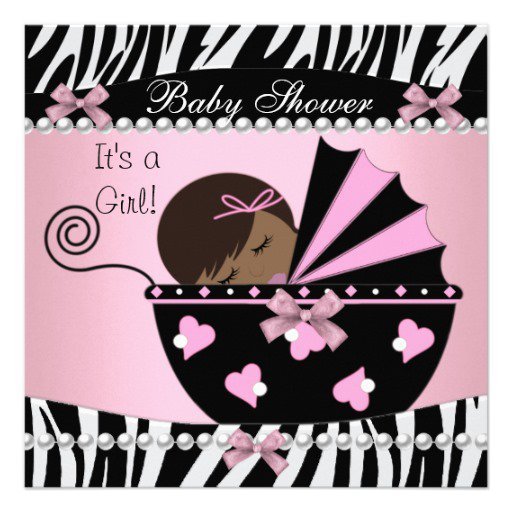 Zebra Print Girl Baby Shower Invitations