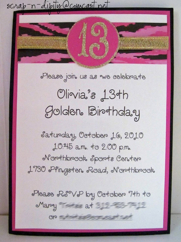 13 Yr Old Birthday Invitation Wording